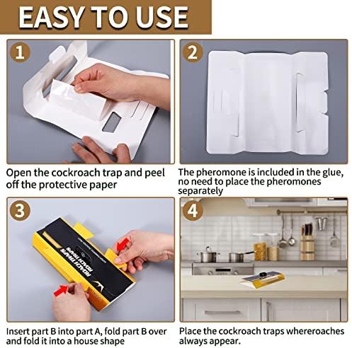 20 Pack Roach Traps, Cockroach Traps Indoor Home, Glue Roach Traps, Child & Pets Safe(Upgrade Recipe) - 图片 3