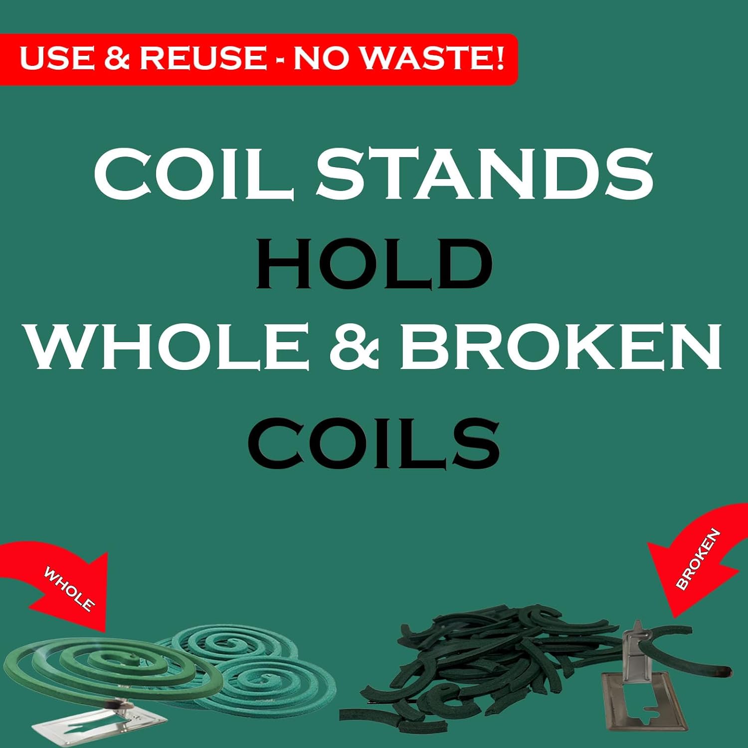 W4W Mosquito Repellent Coils - Outdoor Use Reaches Up to 10 feet - Each Burns for 5-7 Hours (Three Pack Contains 12 coils & 6 Stands) - 图片 2