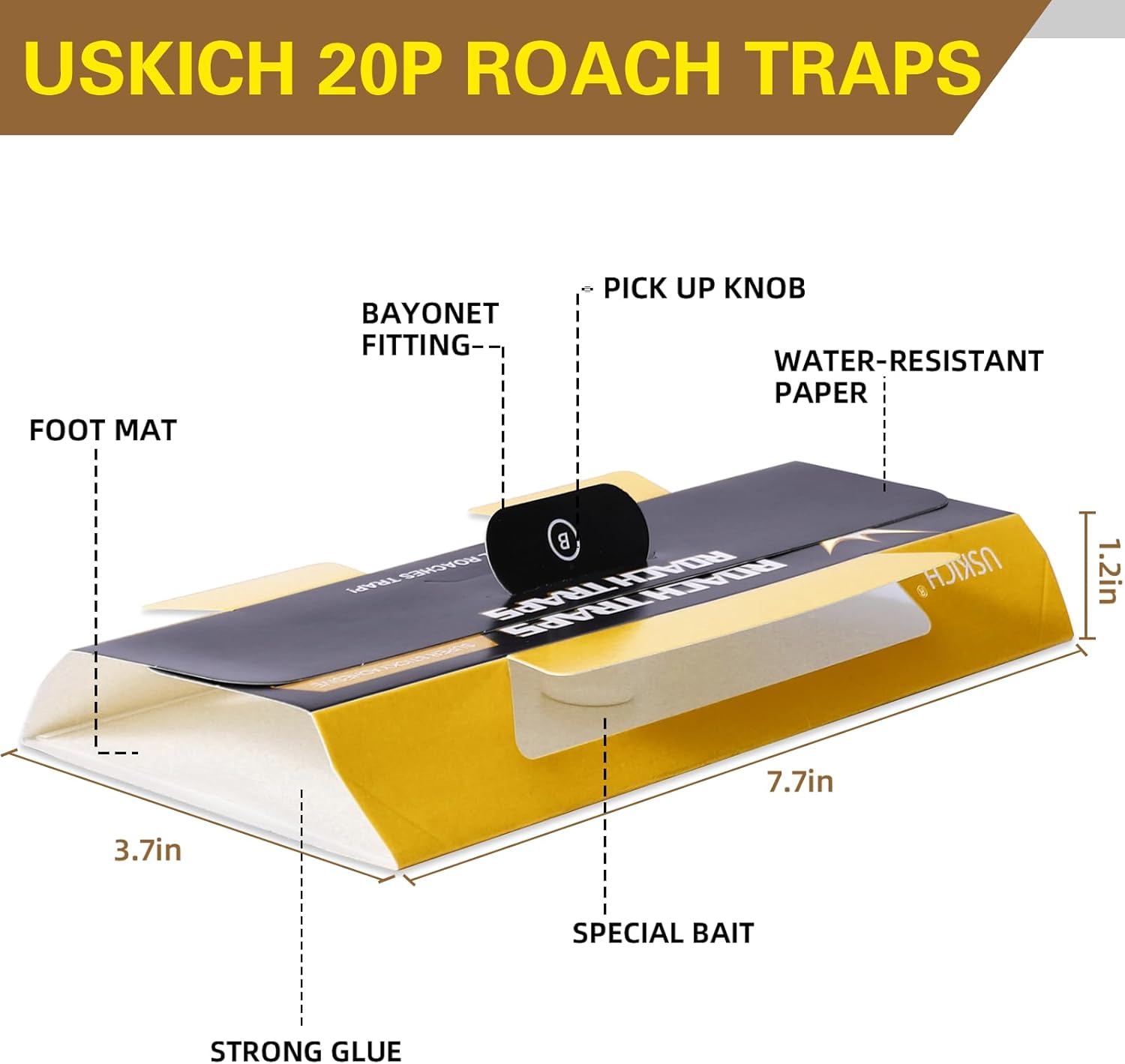 20 Pack Roach Traps, Cockroach Traps Indoor Home, Glue Roach Traps, Child & Pets Safe(Upgrade Recipe) - 图片 5