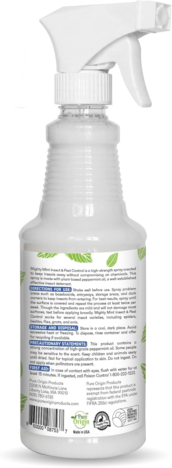 Mighty Mint Peppermint Oil Insect Repellent Spray – Indoor & Outdoor Bug Control for Spiders, Ants, Roaches, and More – Plant-Based, Extra-Strong Formula - 16 oz - 图片 3