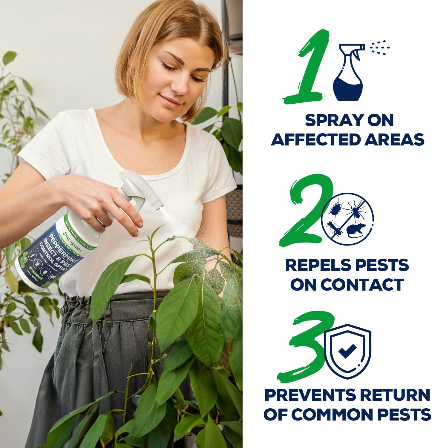 All Natural Peppermint Oil Insect & Pest Control Spray Repels Mice, Spiders, Ants, for Home, Indoor, Outdoor, Garden Maximum Strength Smart Grower Ready to Use 128 FL OZ - 图片 7