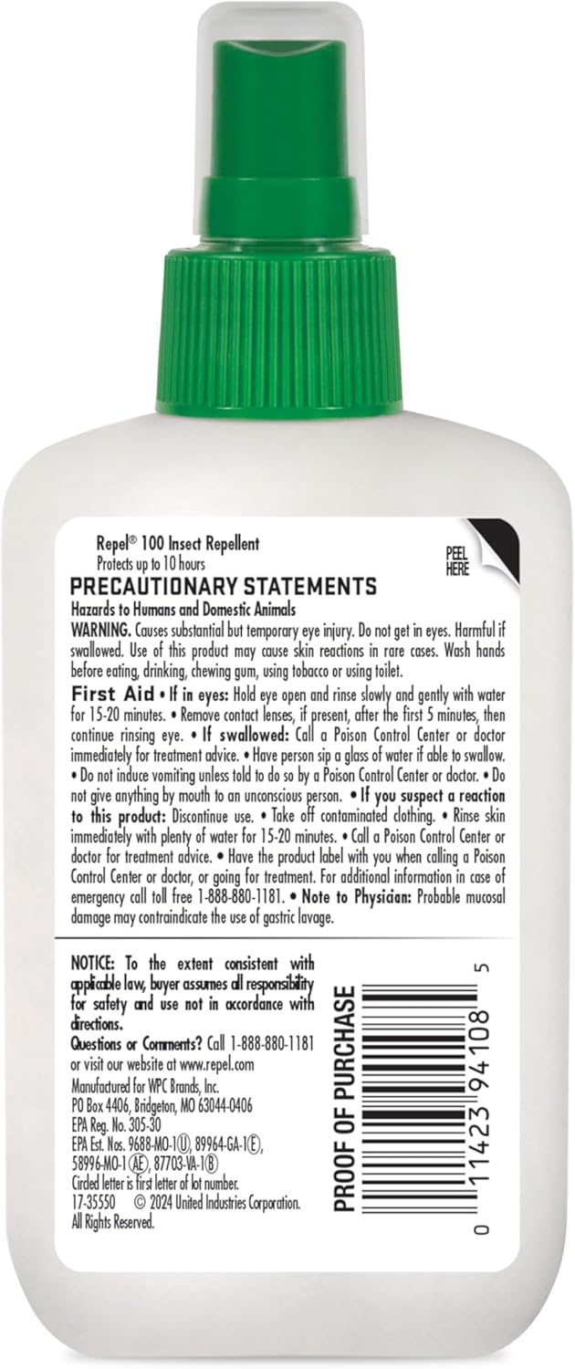Repel 100 Mosquito and Insect Repellent, 4 Ounces, With DEET, 10-Hour Protection Long-Lasting Insect Repellent Bug Spray Repels Mosquitoes, Ticks, Gnats, Biting Flies, Chiggers And Fleas - 图片 5