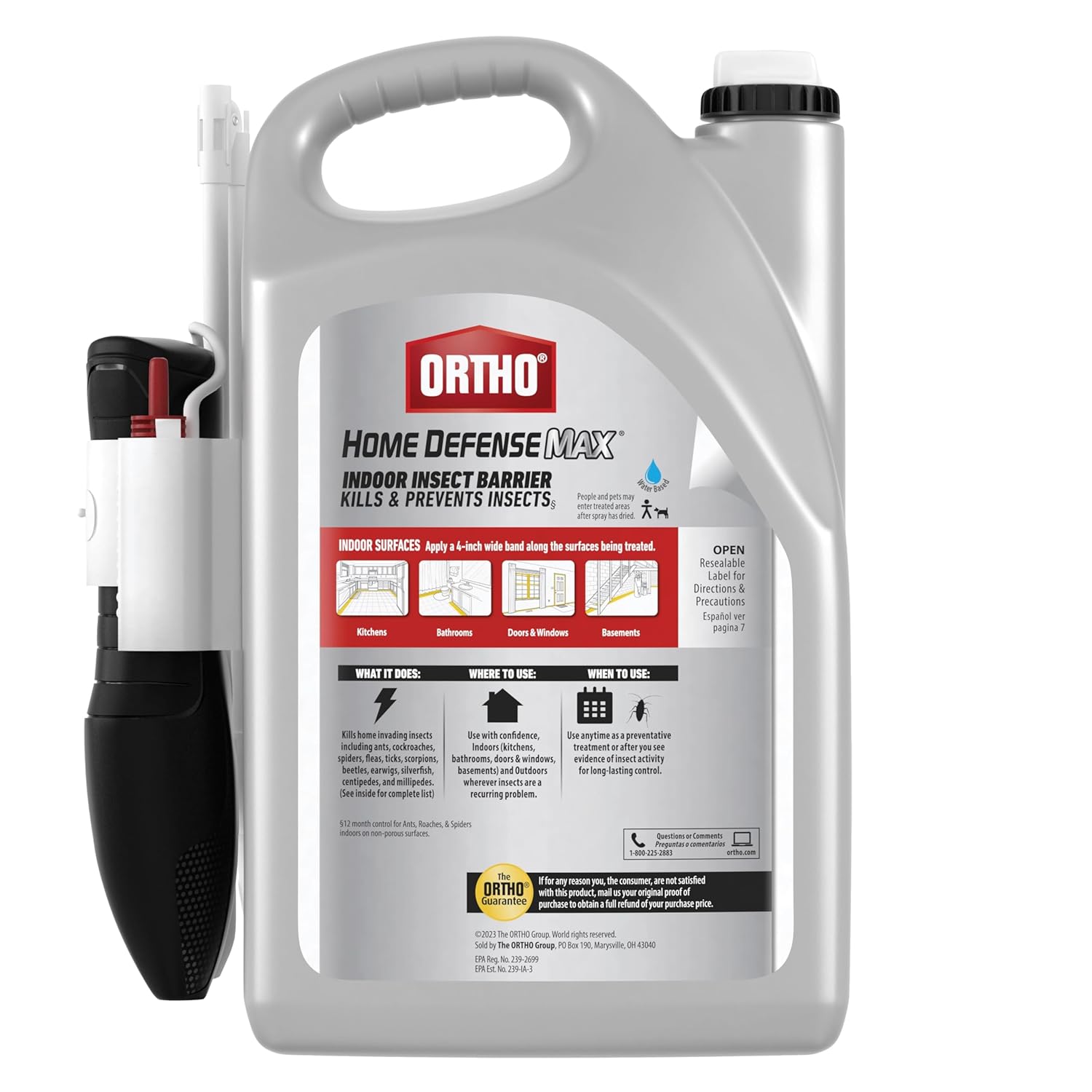 Ortho Home Defense Max Indoor Insect Barrier Extended Reach Comfort Wand Plus Refill Bundle - Indoor Bug Spray, Kills Ants, Roaches, Spiders, and More, 1 gal. - 图片 5