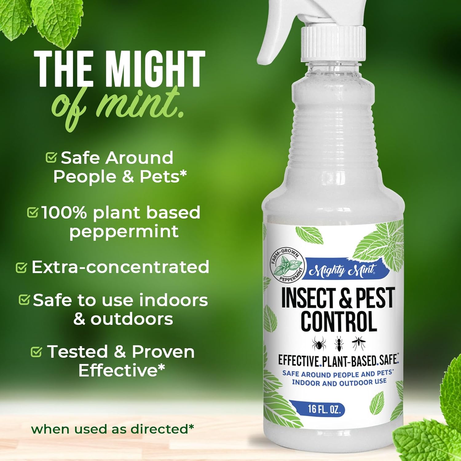 Mighty Mint Peppermint Oil Insect Repellent Spray – Indoor & Outdoor Bug Control for Spiders, Ants, Roaches, and More – Plant-Based, Extra-Strong Formula - 16 oz - 图片 5