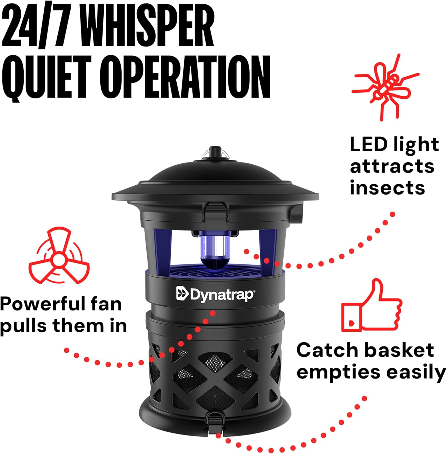Dynatrap DT2030SR Fly Traps Outdoor - Mosquito & Flying Insect Killer for 1 Acre – Kills Mosquitoes, Flies, Gnats, Wasps - Bug Zapper Alternative - Black - 图片 5