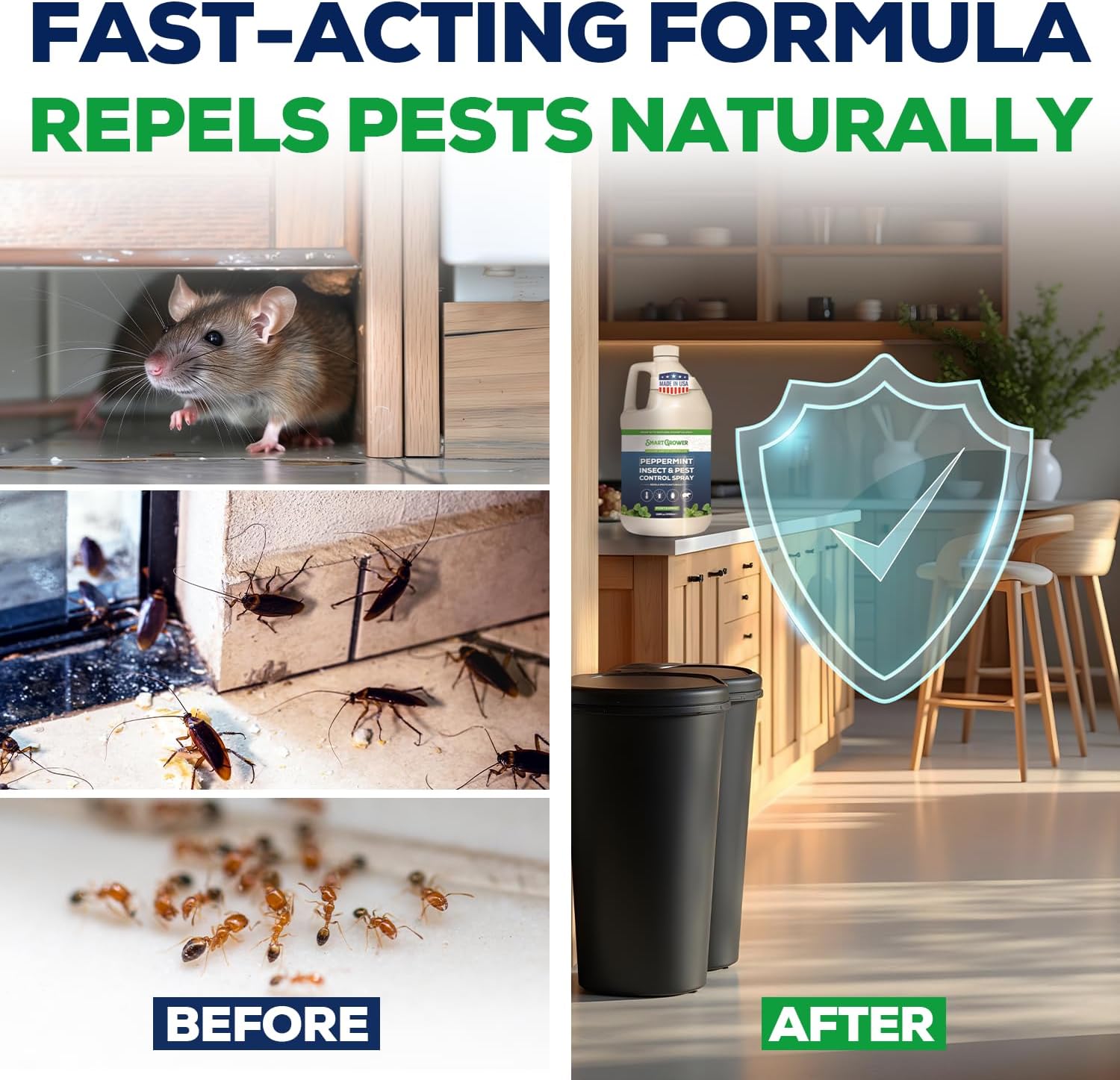 All Natural Peppermint Oil Insect & Pest Control Spray Repels Mice, Spiders, Ants, for Home, Indoor, Outdoor, Garden Maximum Strength Smart Grower Ready to Use 128 FL OZ - 图片 2