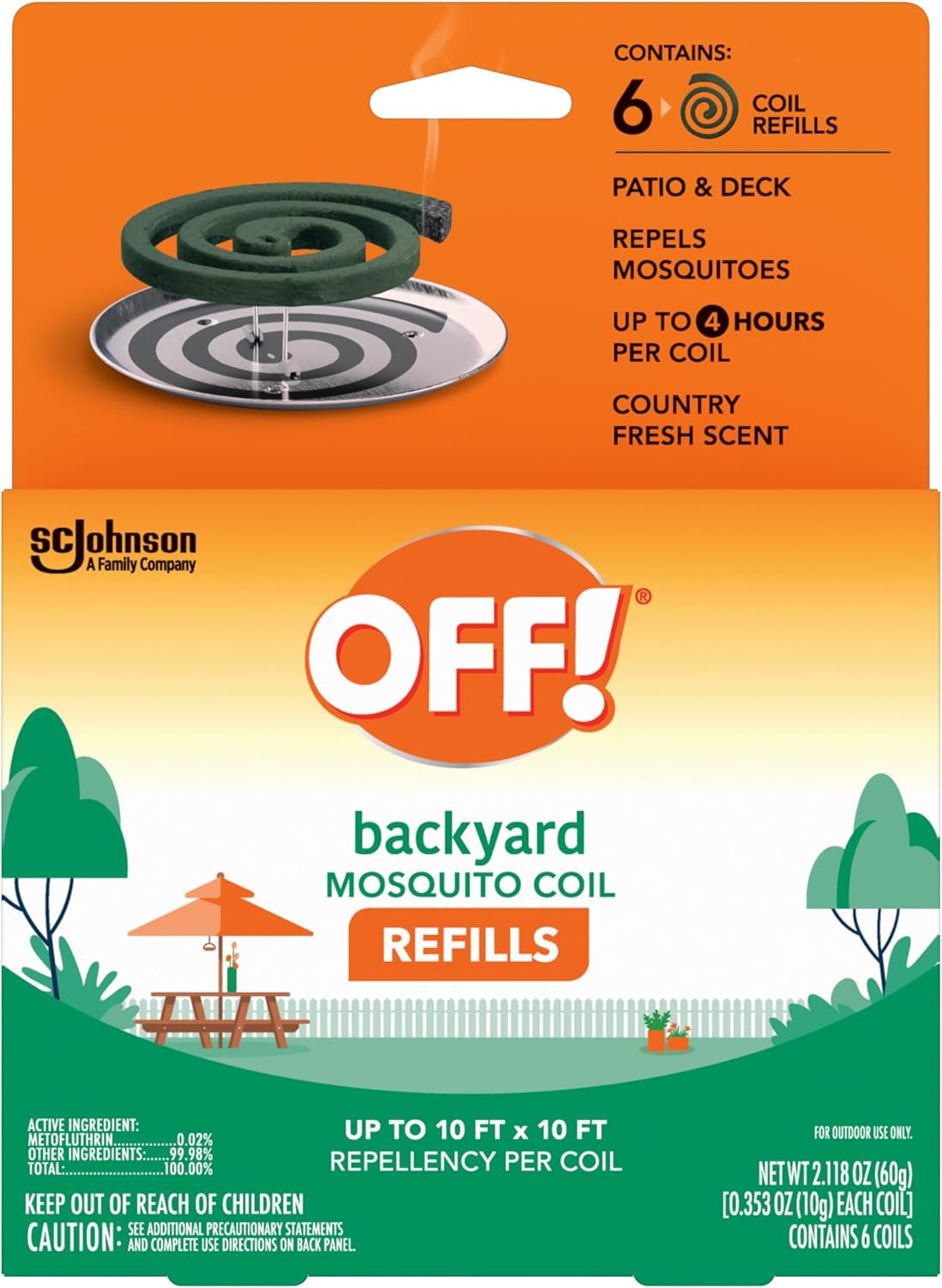 OFF! Backyard Mosquito Repellent Coil Refills, Perfect for Outdoor Patios Country Fresh Scent, 6 Count (Pack of 1) - 图片 4