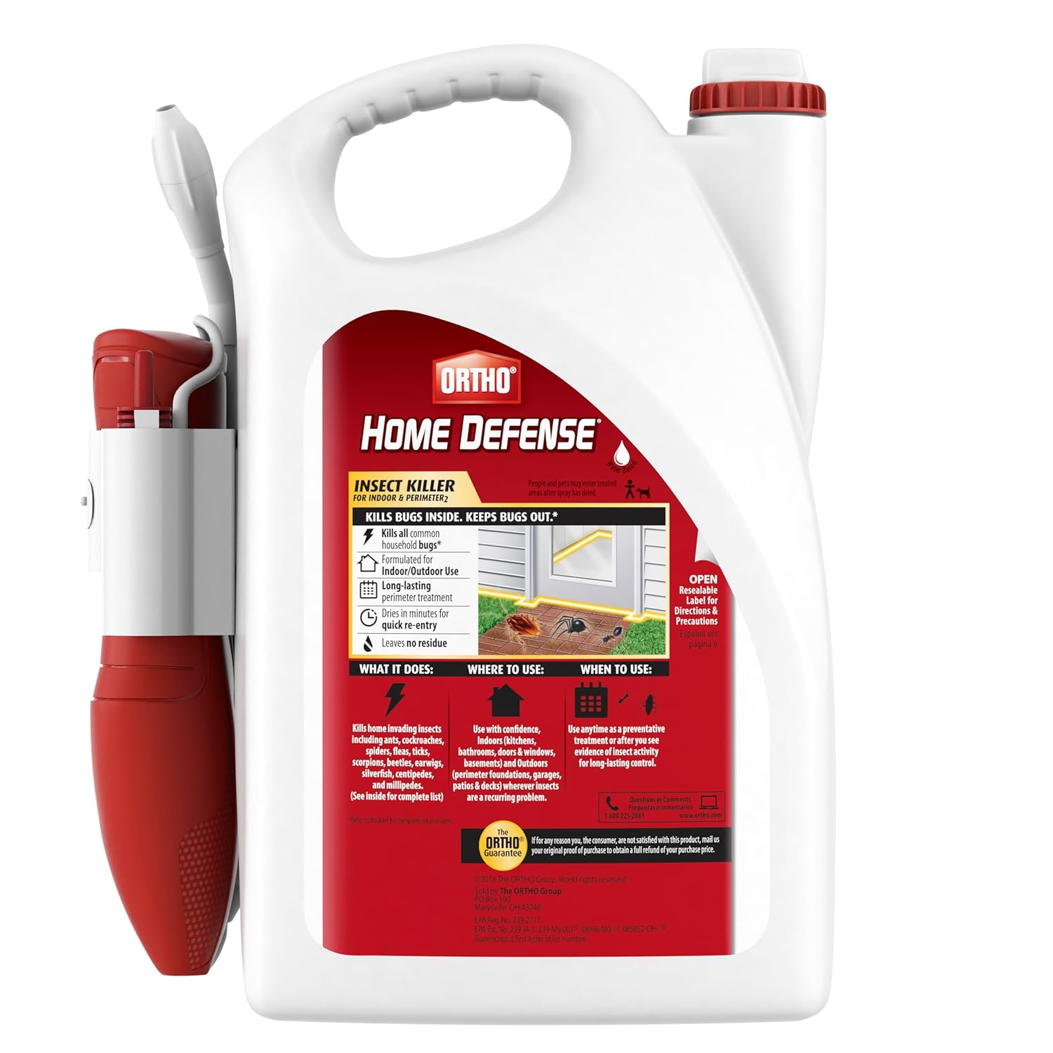 Ortho Home Defense Insect Killer for Indoor and Perimeter2 with Comfort Wand - Ready-To-Use Bug Spray, Kills Ants, Cockroaches & Spiders, 1.33 gal. - 图片 4