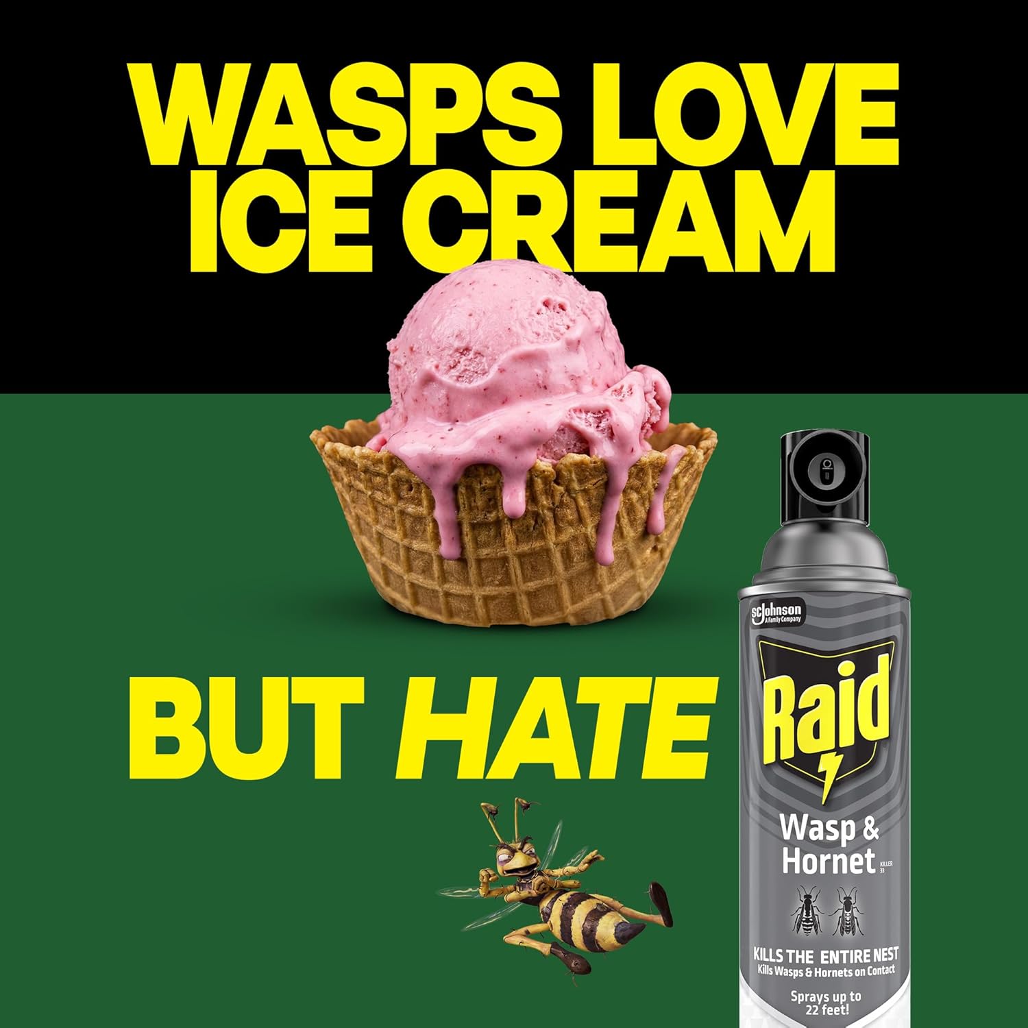 Raid Wasp & Hornet Killer Spray, Kills the Entire Nest, For Paper Wasps, Yellow Jackets, Mud Daubers and more, 14 oz (Pack of 2) - 图片 5