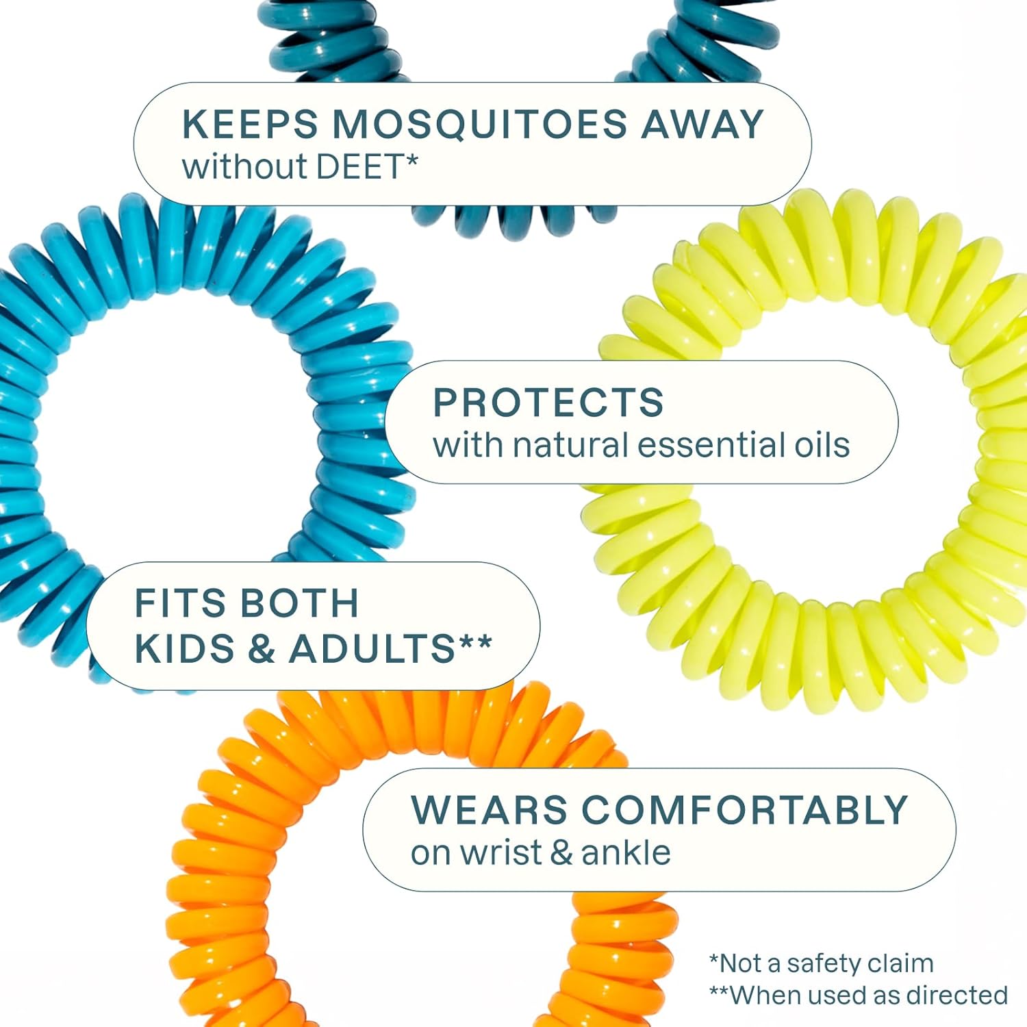 Cliganic 10 Pack Mosquito Repellent Bracelets for Adults & Kids - Natural DEET-Free Bands, Individually Wrapped - 图片 6