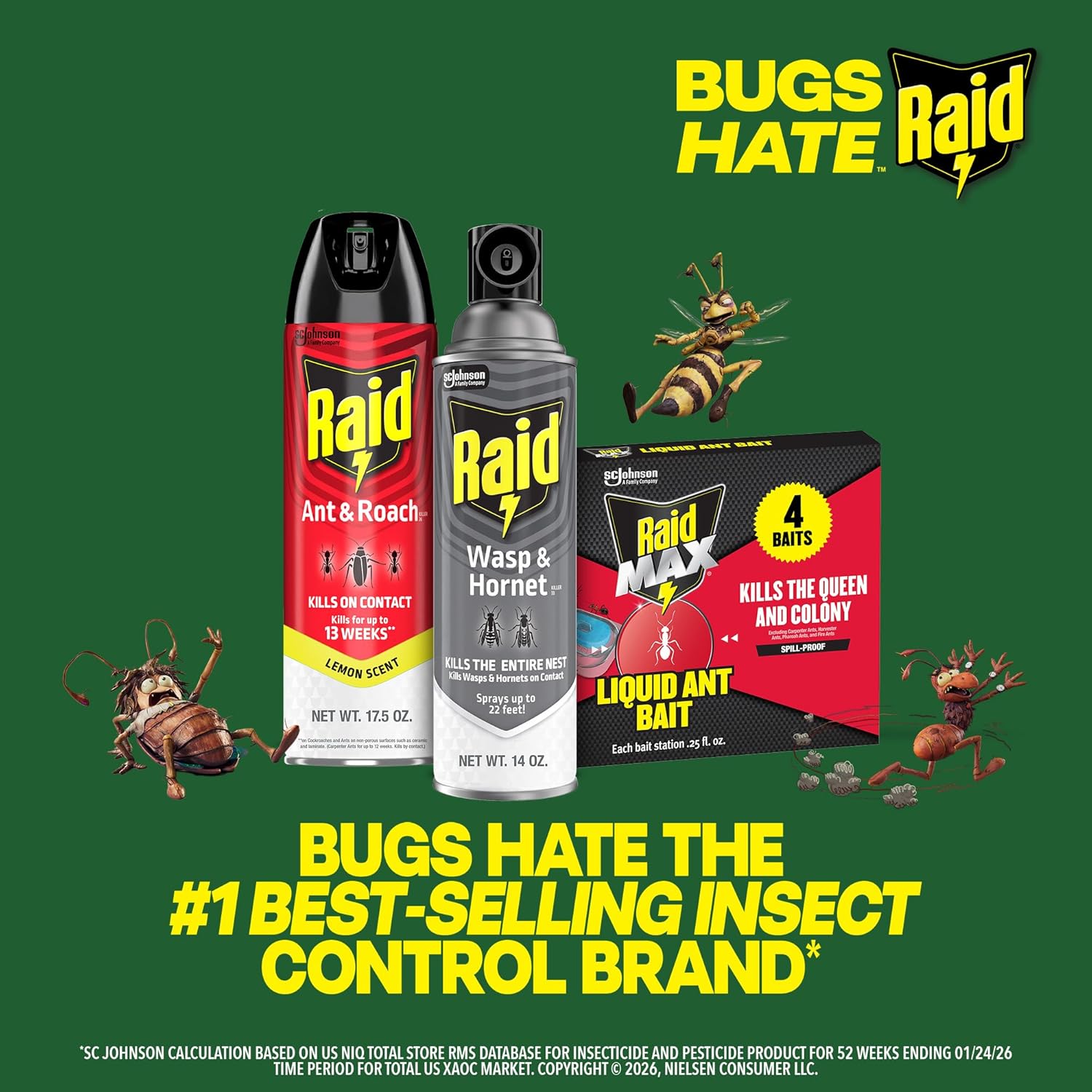 Raid Wasp & Hornet Killer Spray, Kills the Entire Nest, For Paper Wasps, Yellow Jackets, Mud Daubers and more, 14 oz (Pack of 2) - 图片 6