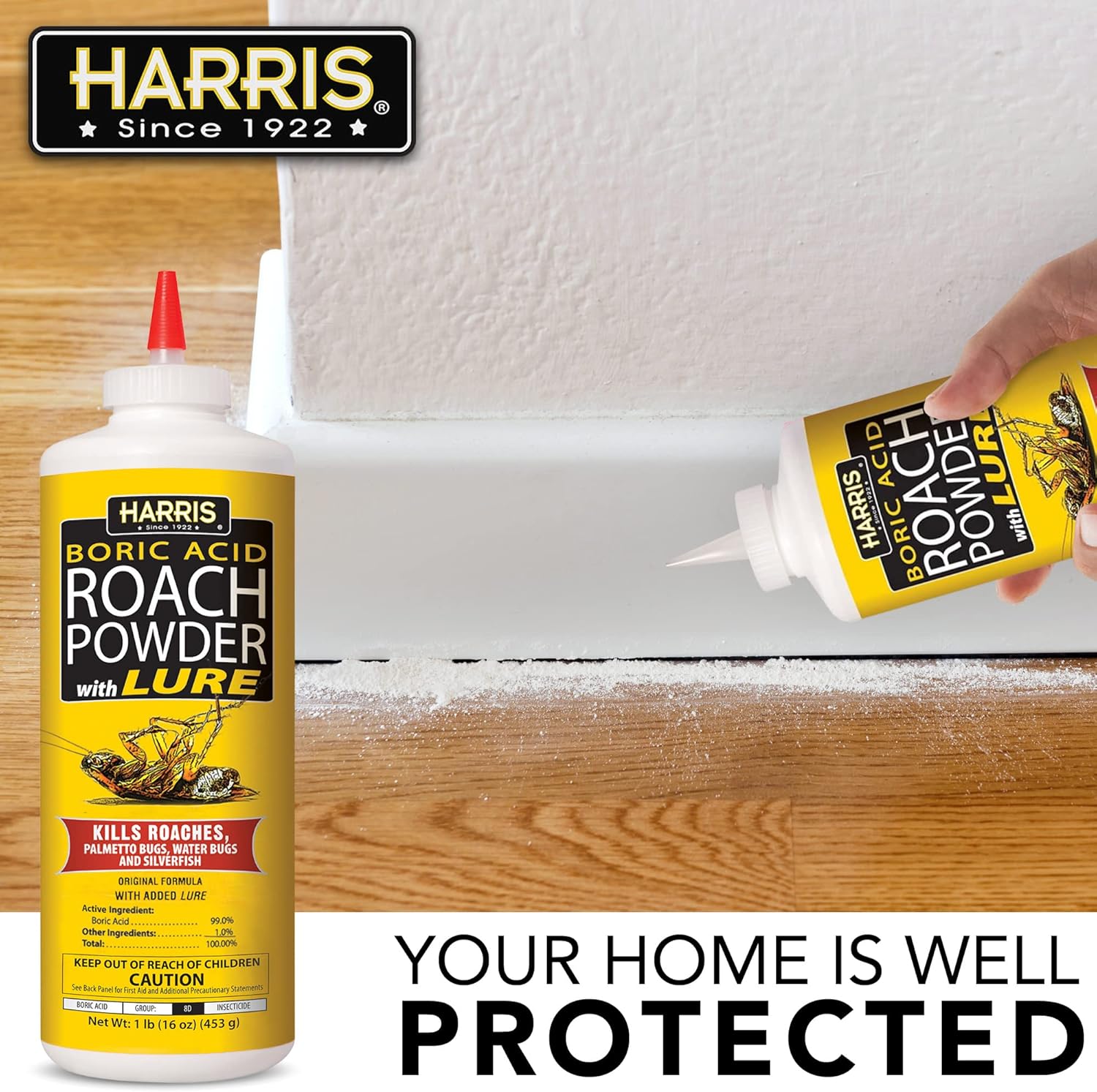 HARRIS Boric Acid Roach and Silverfish Killer Powder w/Lure for Insects (16oz) - 图片 3