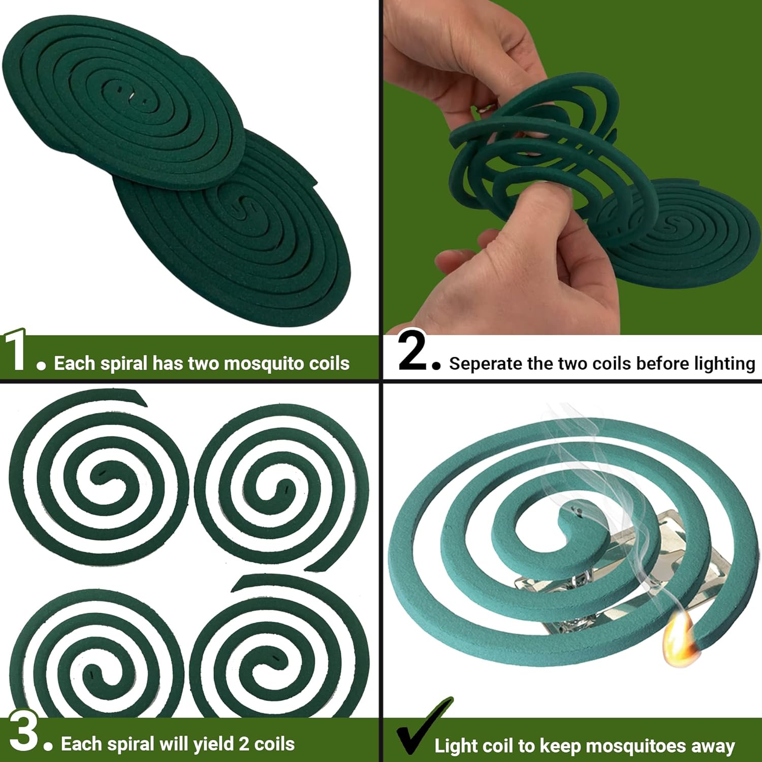 W4W Mosquito Repellent Coils - Outdoor Use Reaches Up to 10 feet - Each Burns for 5-7 Hours (Three Pack Contains 12 coils & 6 Stands) - 图片 5