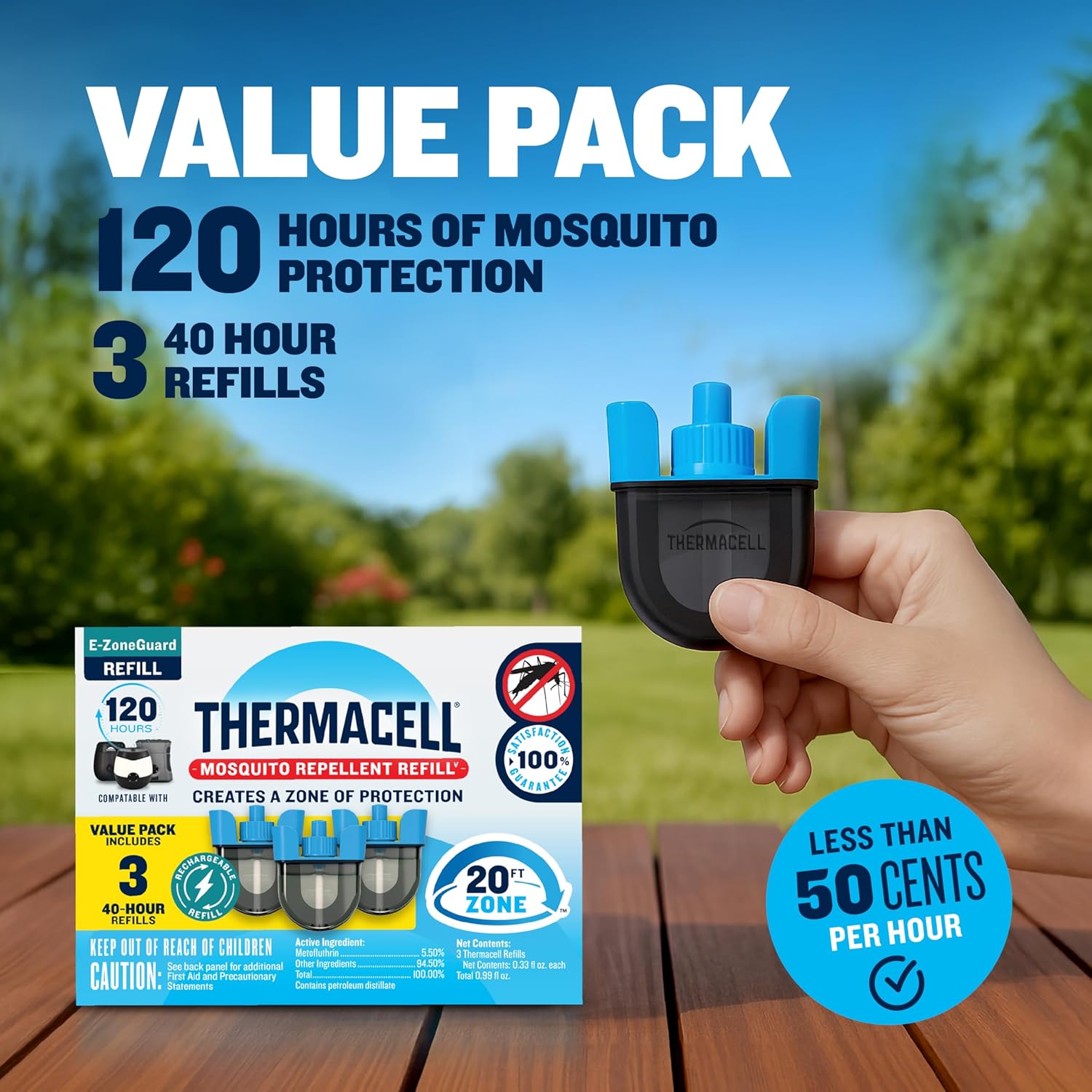 Thermacell Rechargeable Mosquito Repeller Refills; Advanced Repellent Formula Provides 20 Foot Protection Zone; Compatible with Thermacell E-Series & Radius Only; No DEET, Spray or Flame - 图片 7