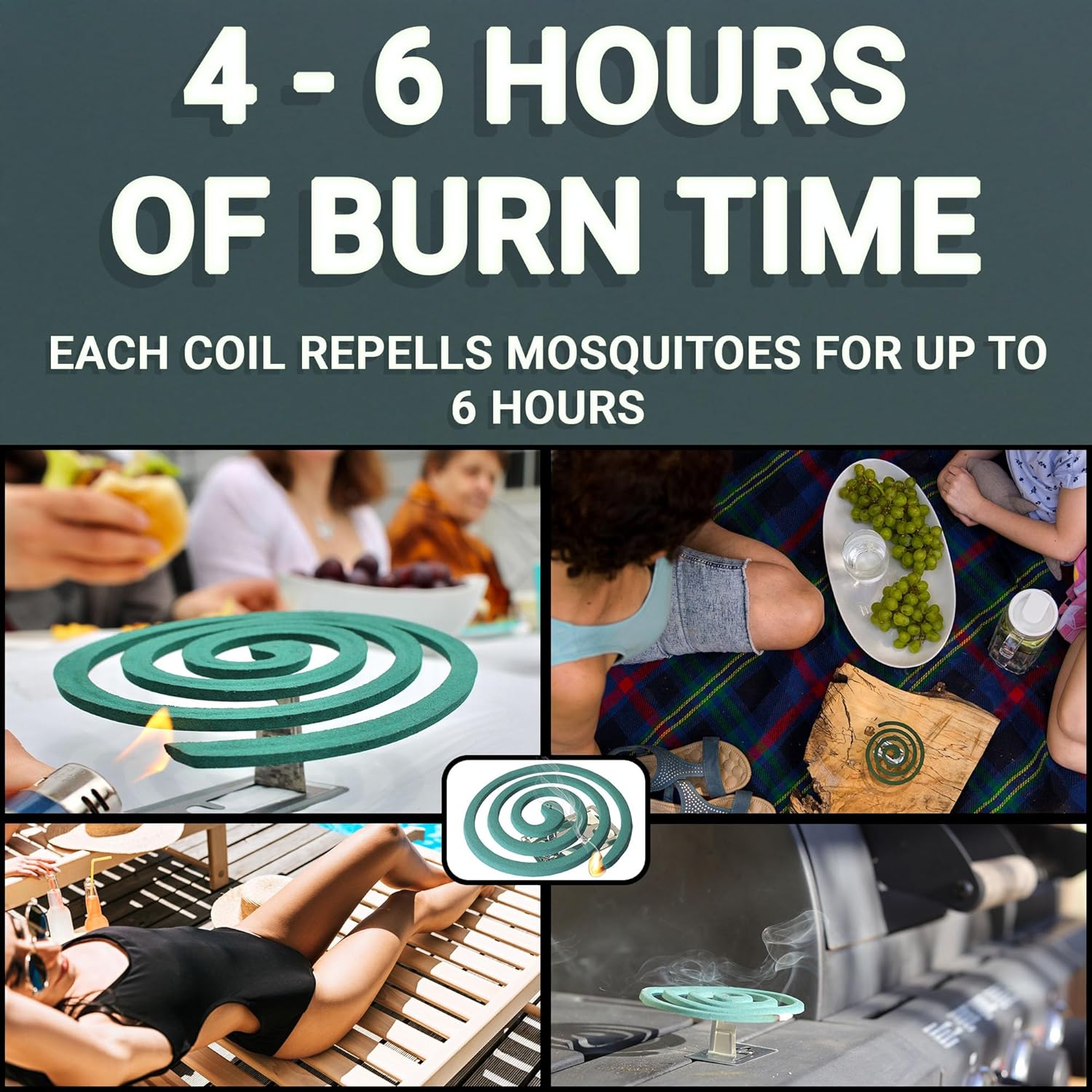 W4W Mosquito Repellent Coils - Outdoor Use Reaches Up to 10 feet - Each Burns for 5-7 Hours (Three Pack Contains 12 coils & 6 Stands) - 图片 6