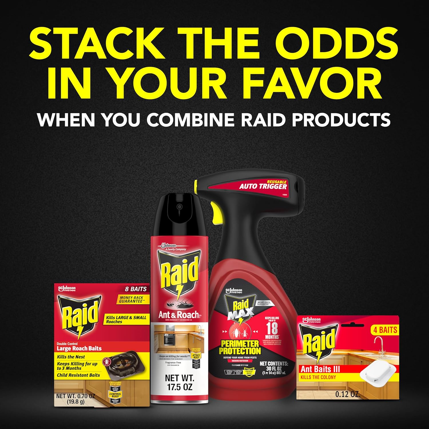 Raid Large Roach Baits, Child Resistant, For Indoor Use, Kills Roaches for 3 Months, 8 Count - 图片 8