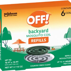 OFF! Backyard Mosquito Repellent Coil Refills, Perfect for Outdoor Patios Country Fresh Scent, 6 Count (Pack of 1)