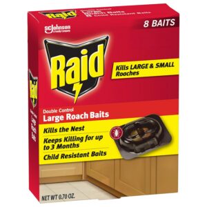 Raid Large Roach Baits, Child Resistant, For Indoor Use, Kills Roaches for 3 Months, 8 Count