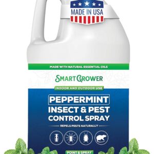All Natural Peppermint Oil Insect & Pest Control Spray Repels Mice, Spiders, Ants, for Home, Indoor, Outdoor, Garden Maximum Strength Smart Grower Ready to Use 128 FL OZ
