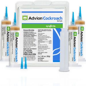 Advion Cockroach Gel Bait, 4 Tubes x 30-Grams, 1 Plunger and 2 Tips, German Roach Insect Pest Control, Indoor and Outdoor Use, Roach Killer Gel for American, German and Other Major Cockroach Species