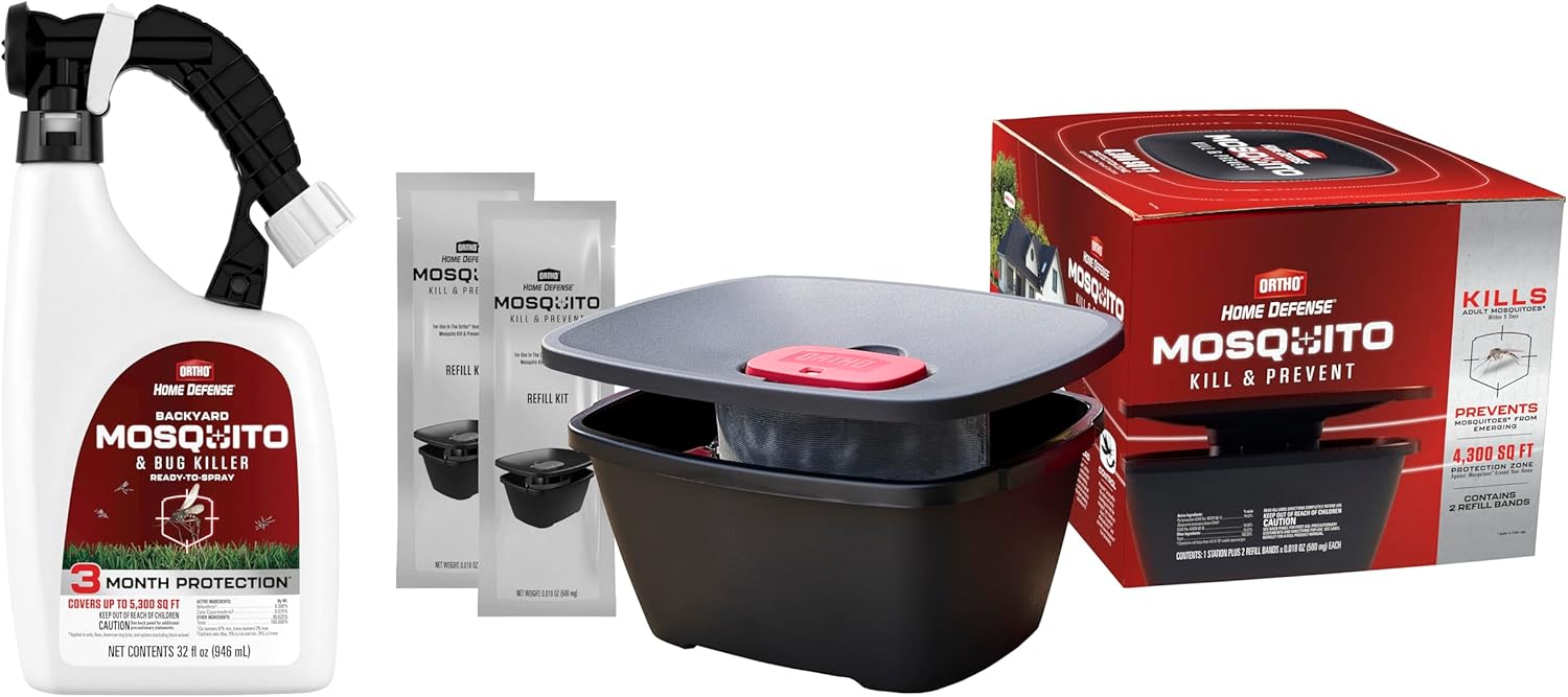 Ortho Home Defense Mosquito Bundle, Includes Backyard Mosquito and Bug Killer Ready-to-Spray, Mosquito Kill and Prevent Station